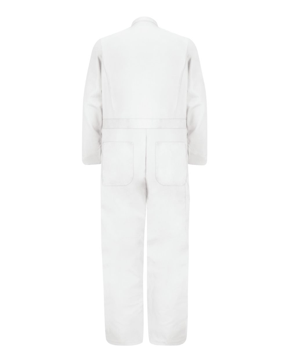 Front View of White Button-Front Cotton Coverall - CC16
