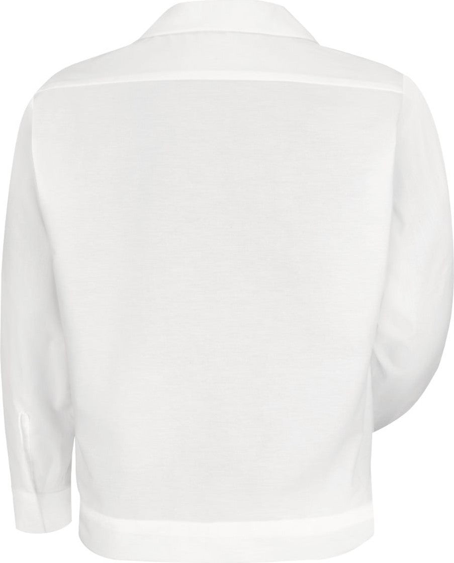 Front View of White Button-Front Shirt Jacket - SP35