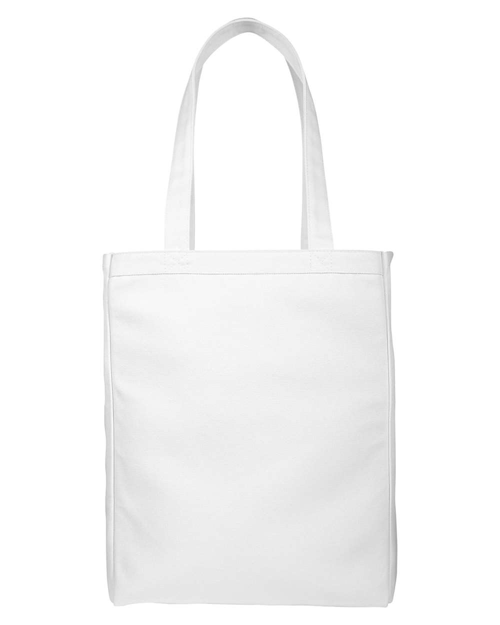Front View of White Canvas Book Tote - BE008