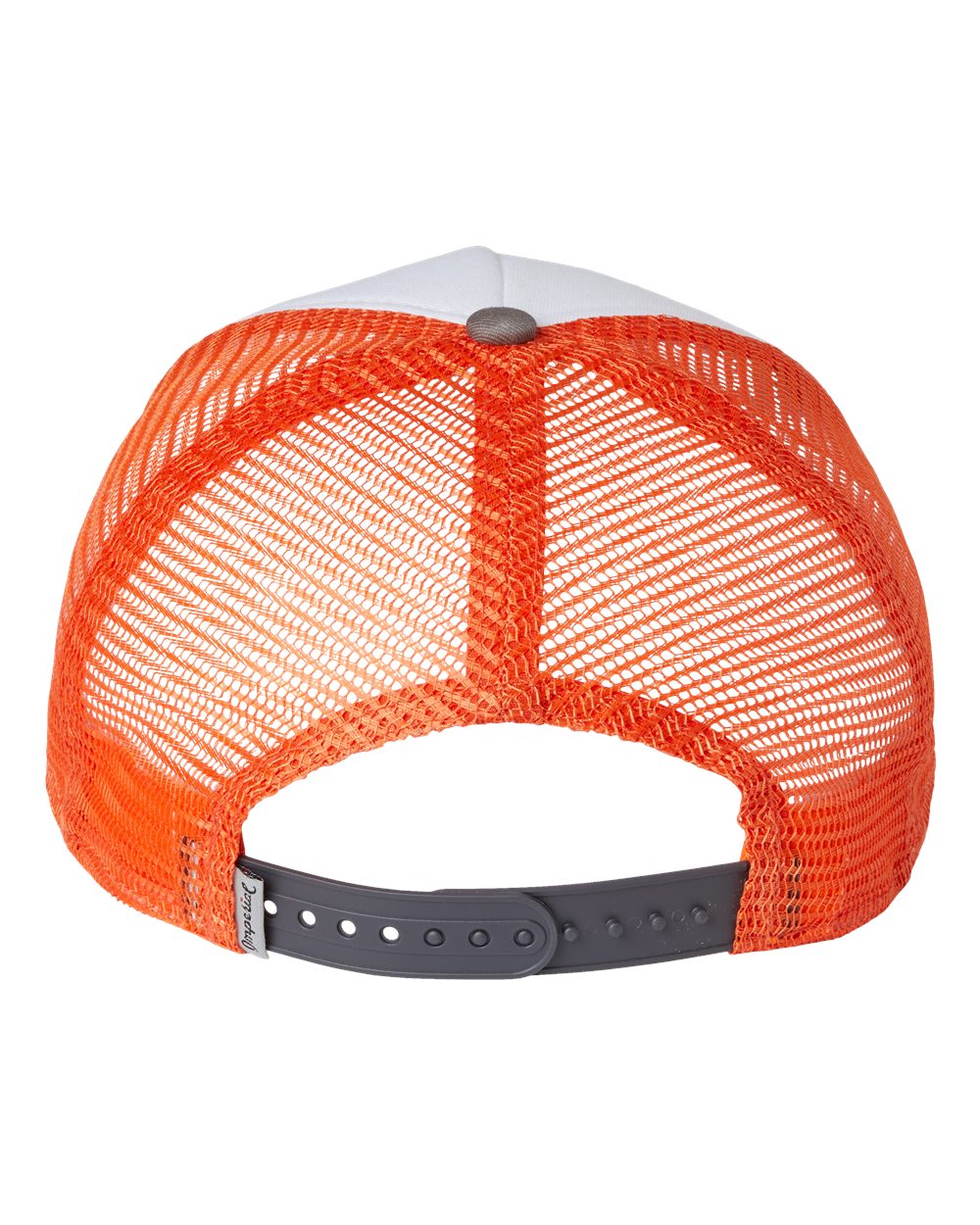 Front View of White/ Charcoal/ Orange North Country Trucker Cap - 1287