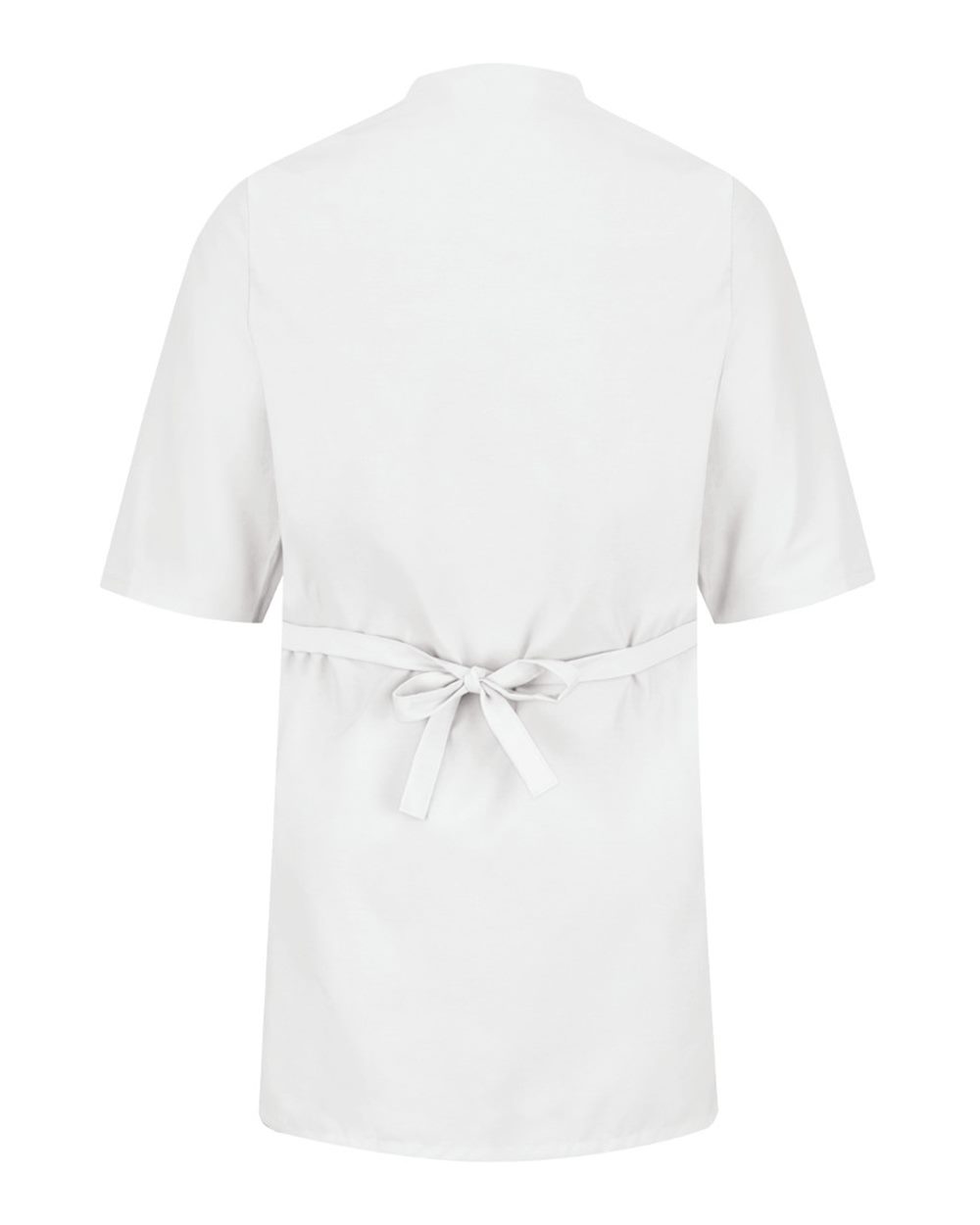 Front View of White Collarless Butcher Wrap - WP10