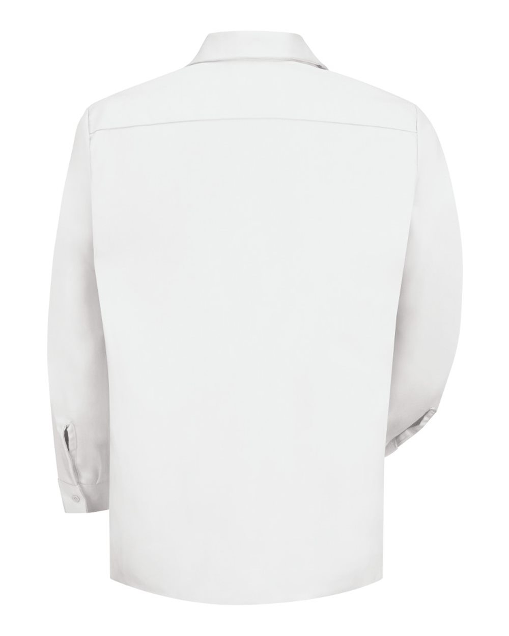Front View of White Cotton Long Sleeve Uniform Shirt - SC30