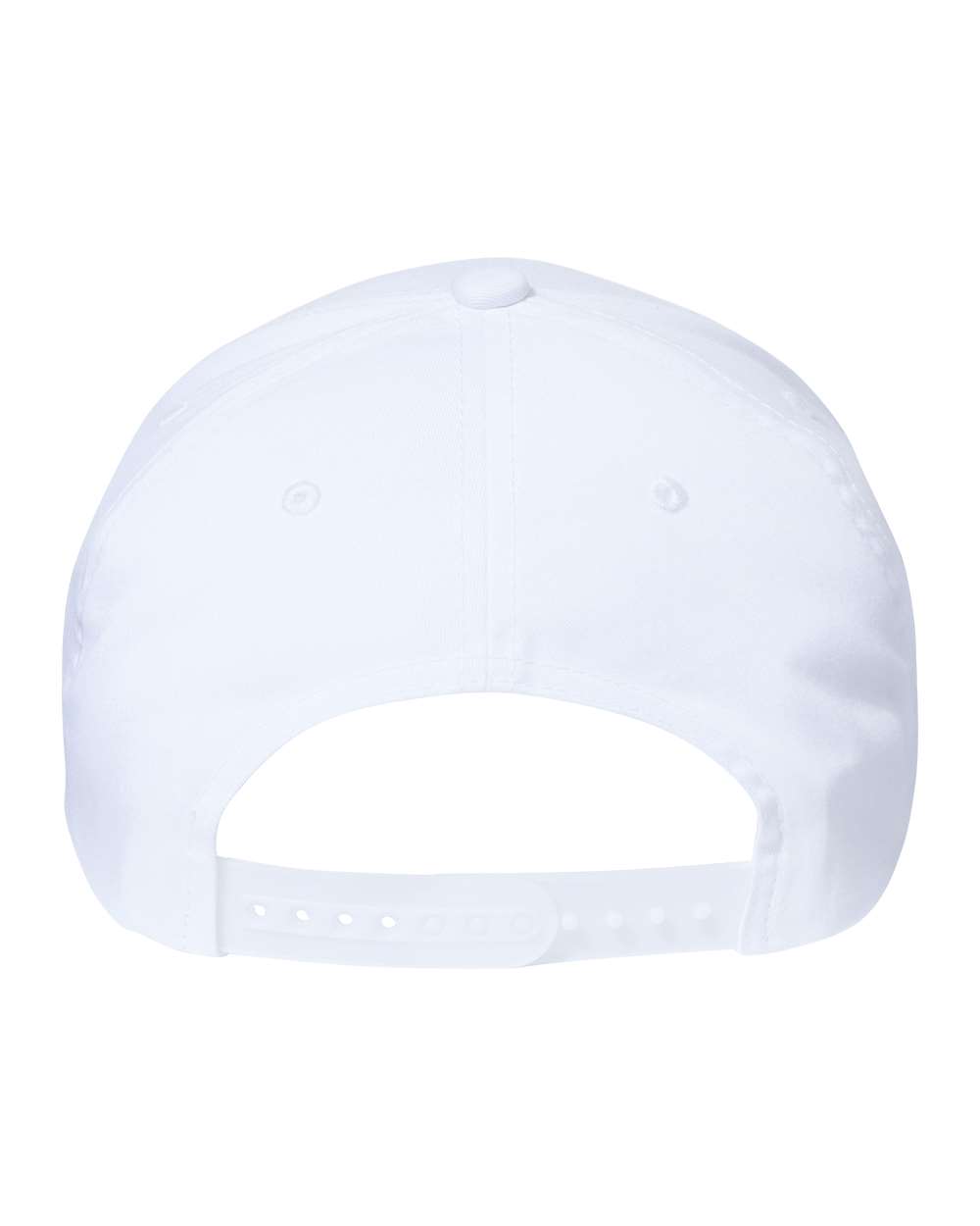 Rear View of White CVC Snapback Cap - 6389
