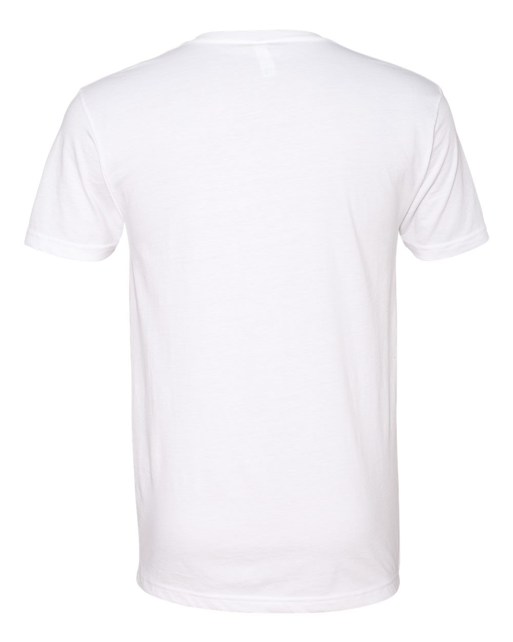 Rear View of White CVC V-Neck T-Shirt - 6240