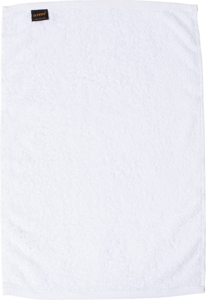 Front View of White Deluxe Hemmed Hand Towel - T300