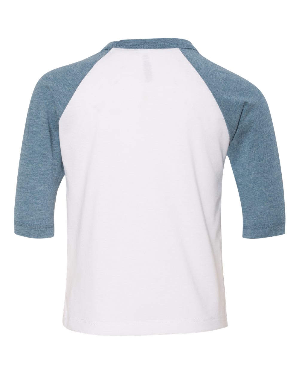 Front View of White/ Denim Toddler Three-Quarter Sleeve Baseball Tee - 3200T