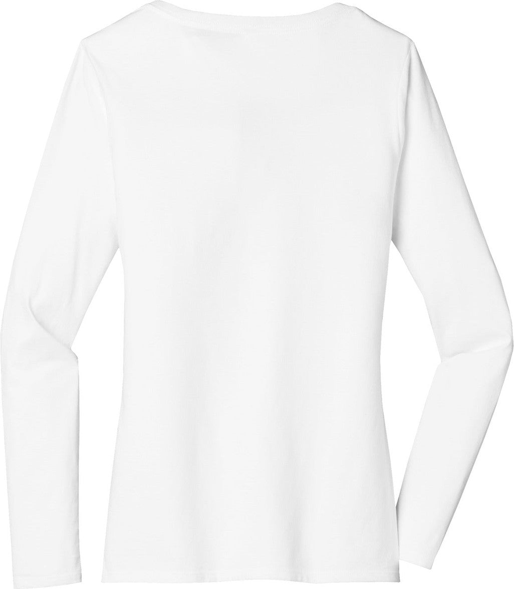 Front View of White District Women's Very Important Tee Long Sleeve V-Neck. DT6201