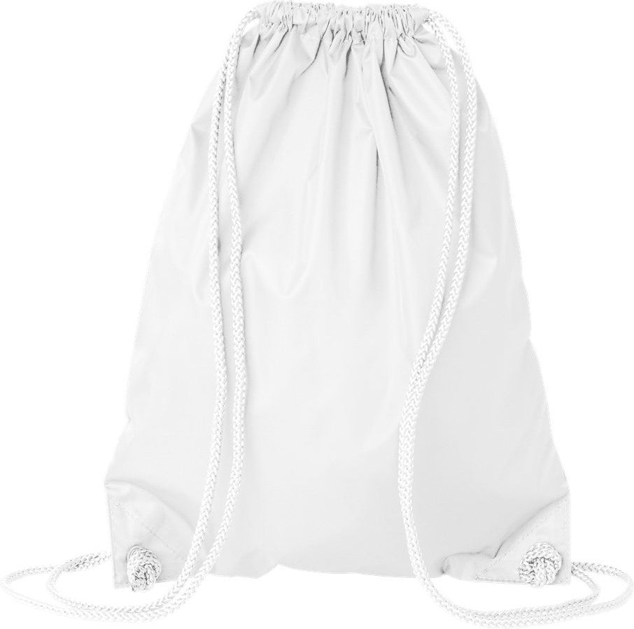 Front View of White Drawstring Pack with DUROcord - 8881