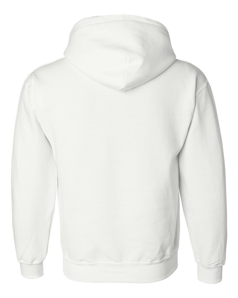 Rear View of White DryBlend® Hooded Sweatshirt - 12500