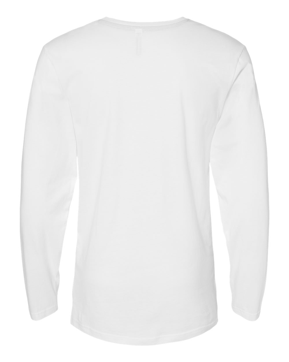 Front View of White Fine Jersey Long Sleeve Tee - 6918