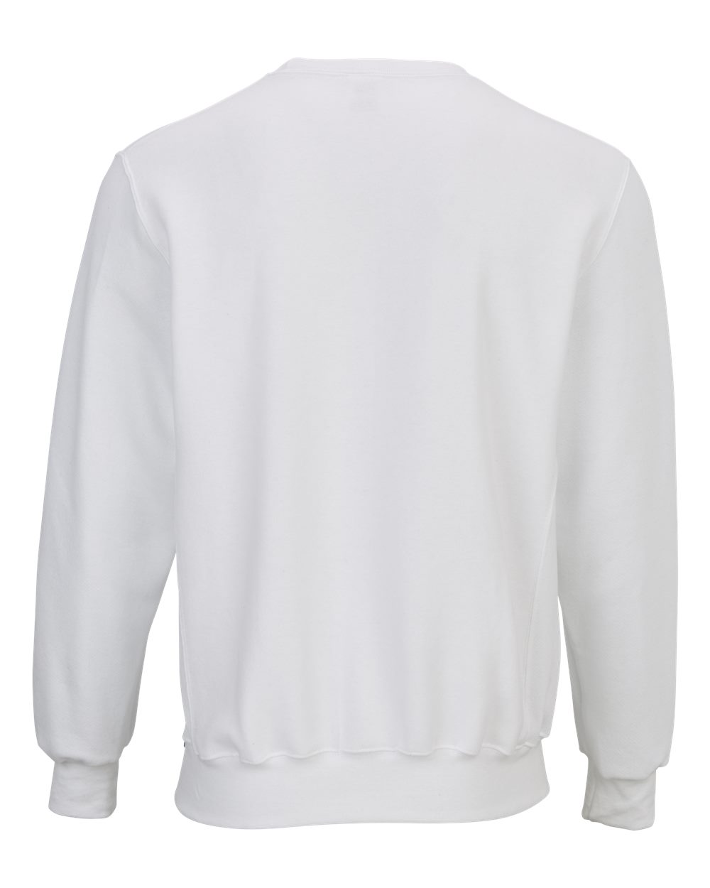 Front View of White Fleece Crew Pullover - BM5101
