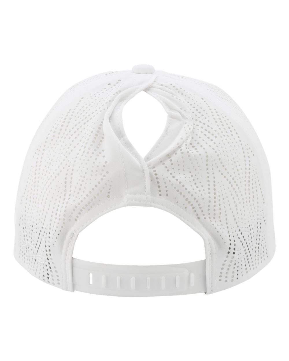Rear View of White/ Floral Women's Perforated Performance Cap - GABY