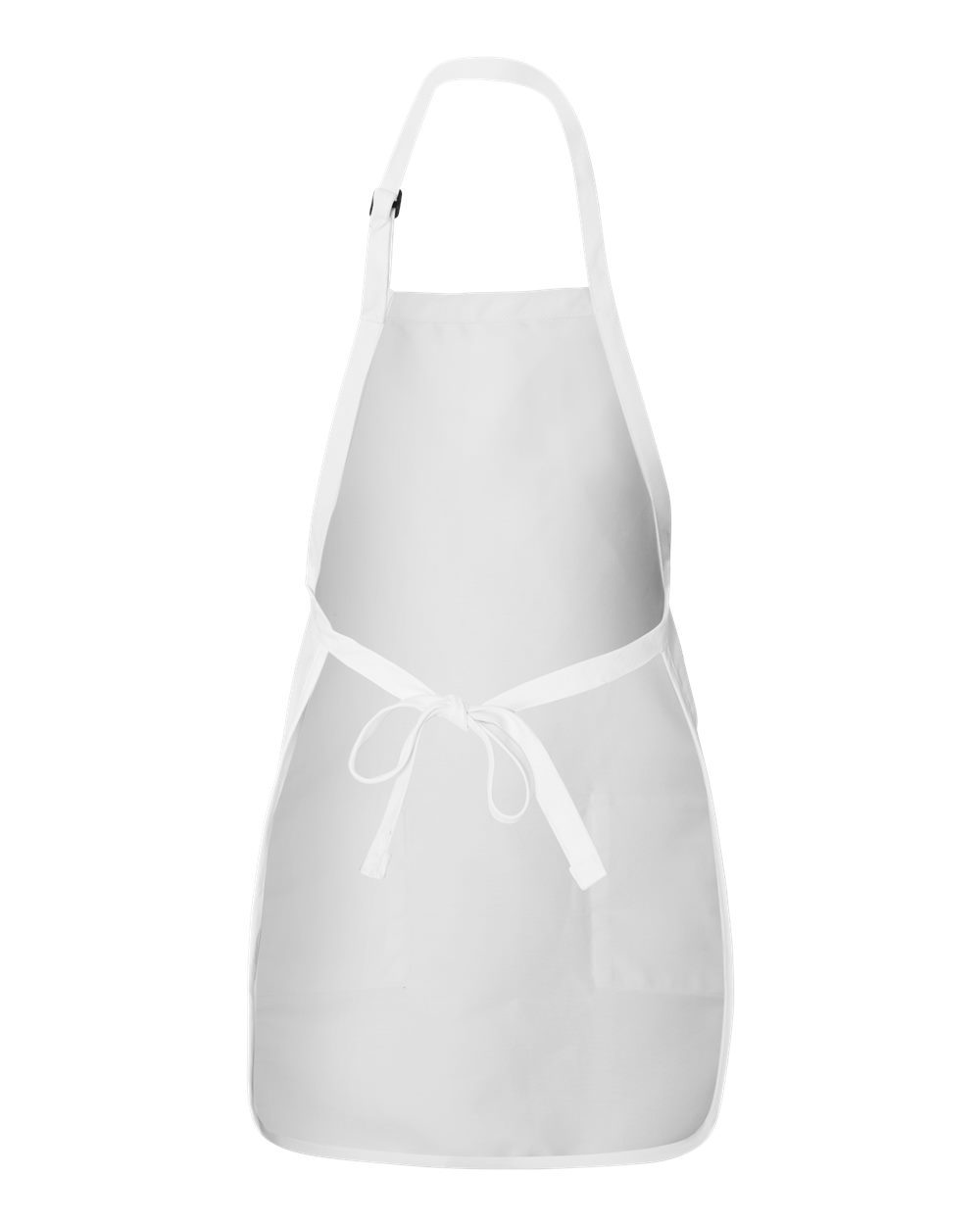 Front View of White Full-Length Apron with Pockets - Q4350