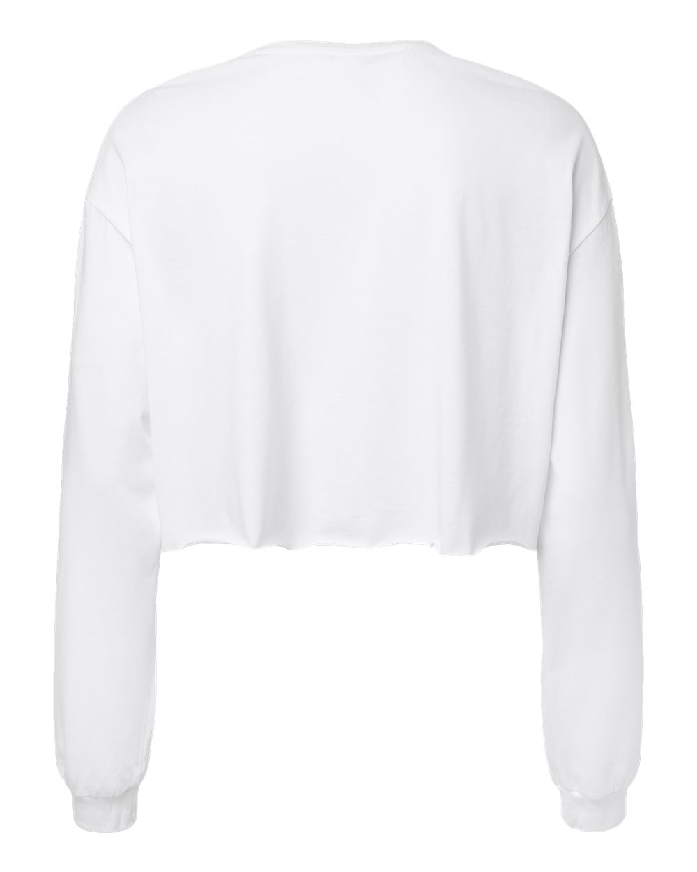 Front View of White FWD Fashion Women's Crop Long Sleeve Tee - 6501