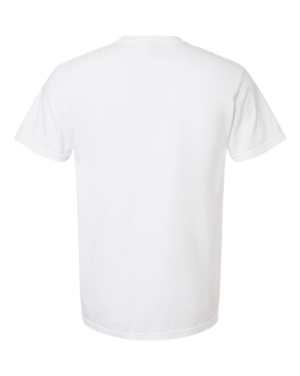 Front View of White Garment-Dyed Heavyweight Pocket T-Shirt - 6030