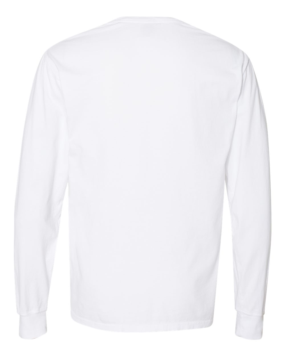Front View of White Garment-Dyed Long Sleeve T-Shirt - GDH200