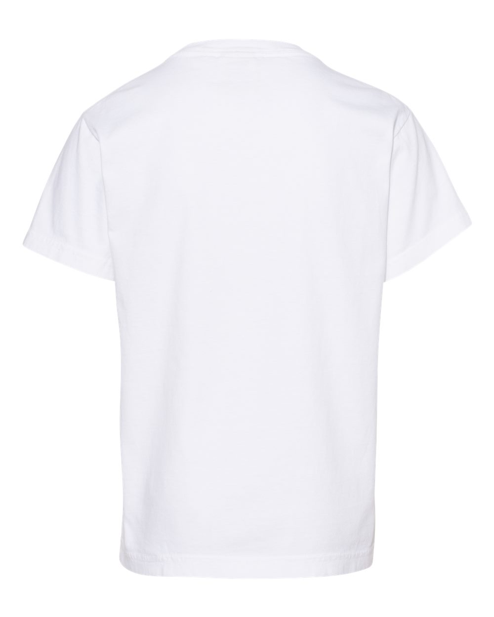Front View of White Garment-Dyed Youth Heavyweight T-Shirt - 9018