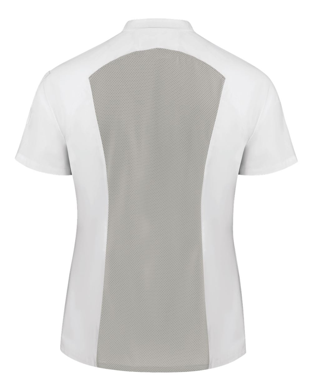 Front View of White/ Grey Mesh Women's Airflow Raglan Chef Coat - 051W