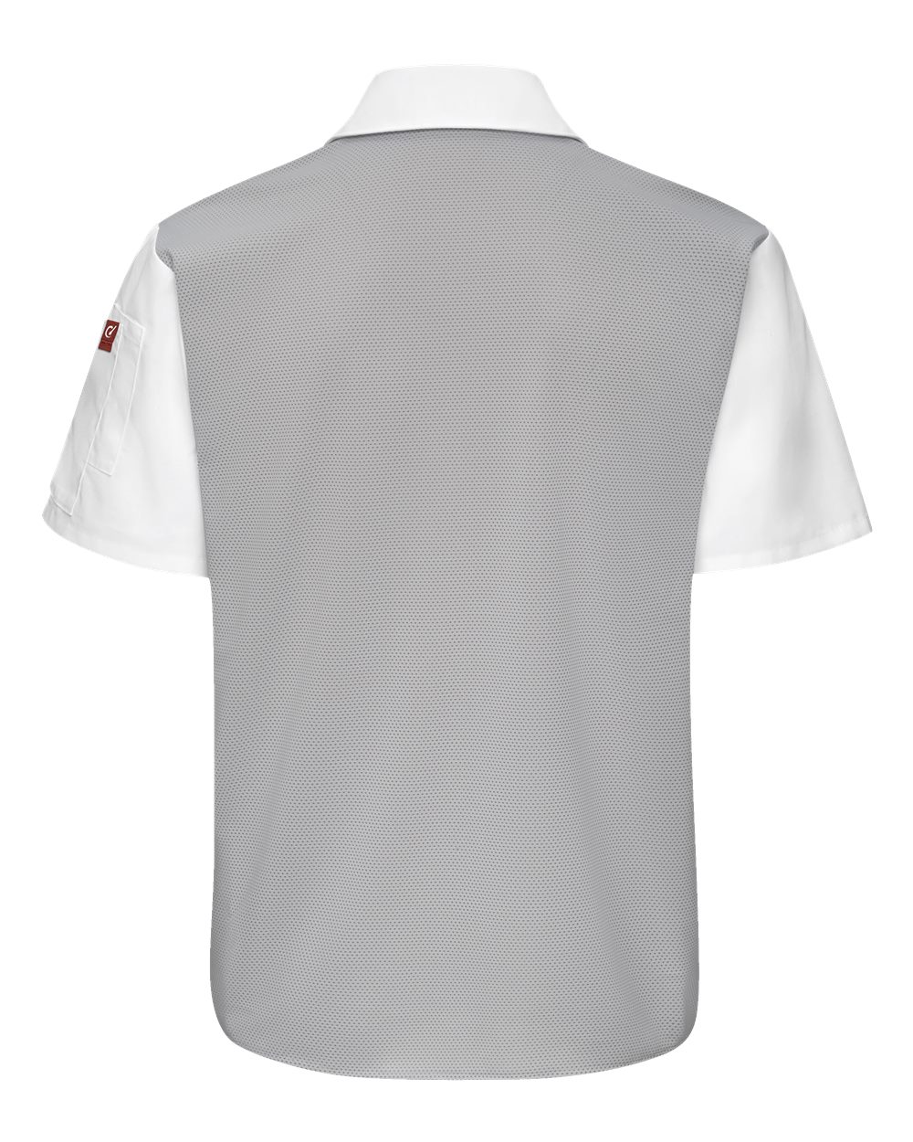 Front View of White/ Grey Poplin Airflow Cook Shirt with OilBlok - 502M