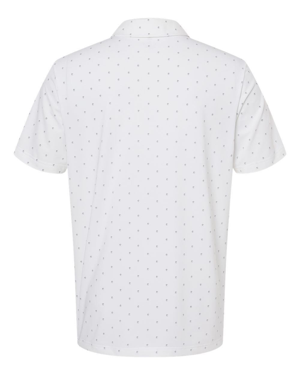 Front View of White/ Grey Three Pine Tree Polo - A574