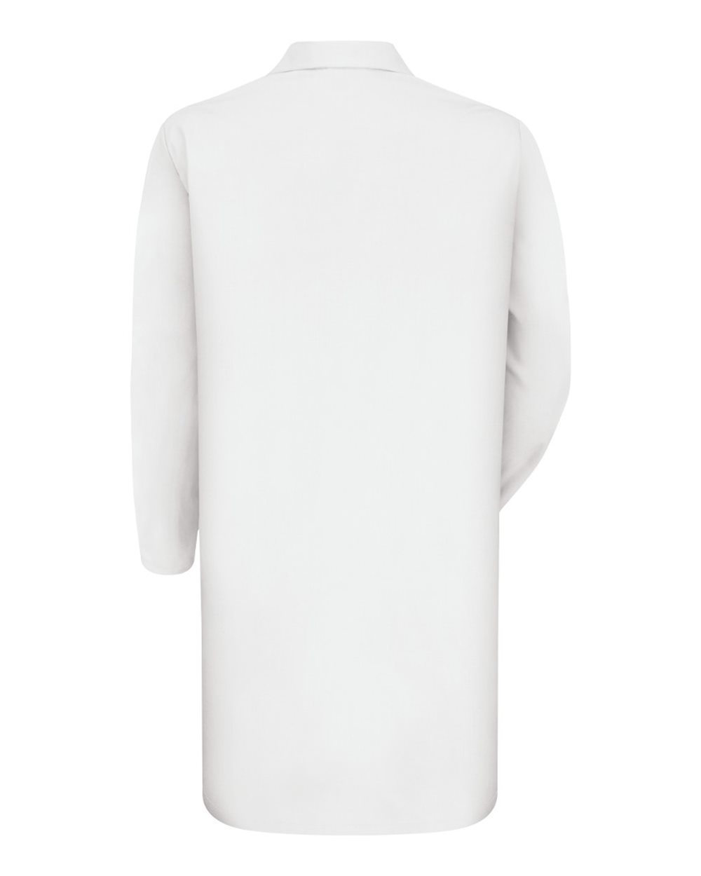 Front View of White Gripper Front Lab Coat - KP18