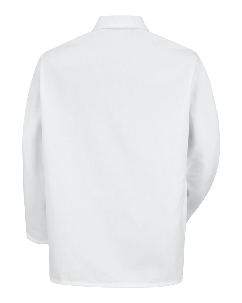 Rear View of White Gripper-Front Short Butcher Coat - 0416