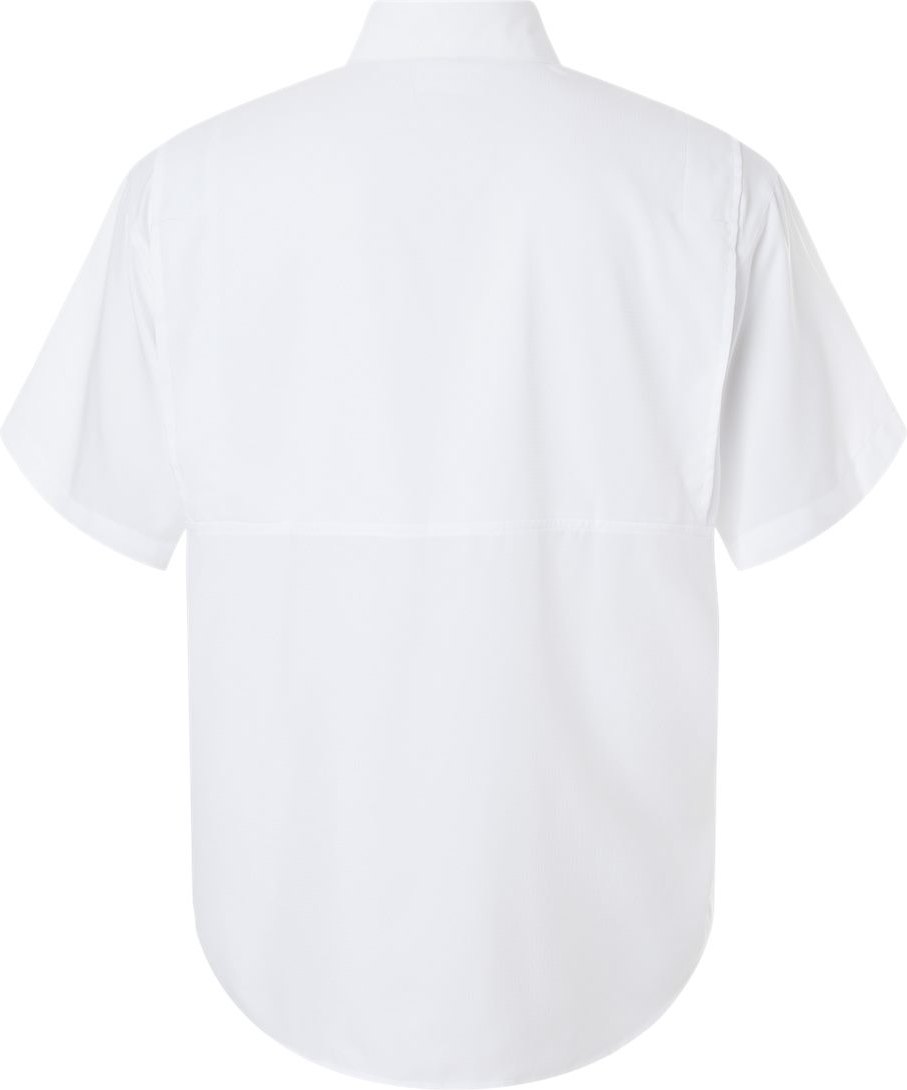Rear View of White Hatteras Performance Short Sleeve Fishing Shirt - 700