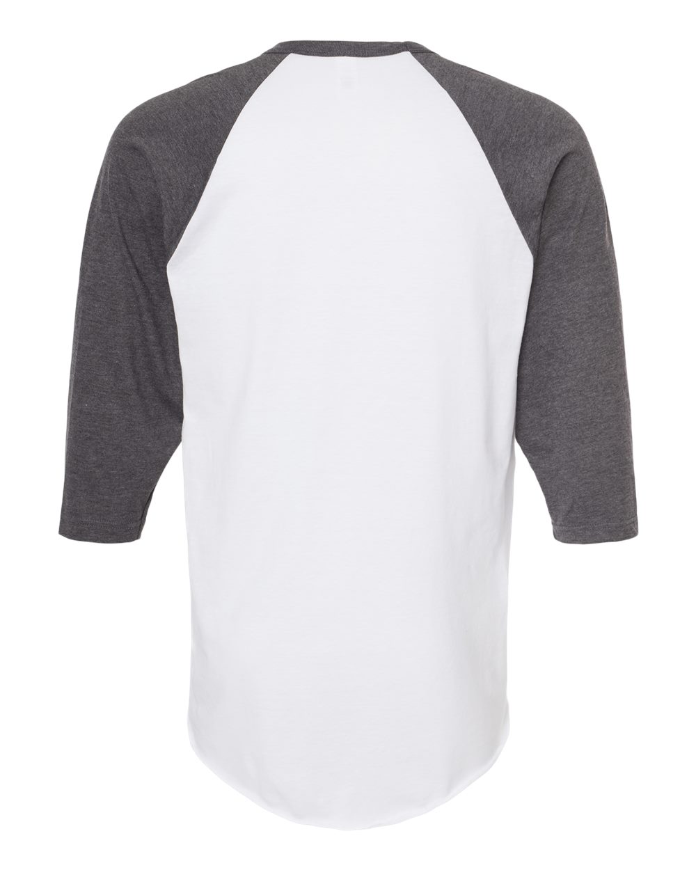 Front View of White/ Heather Charcoal Fine Jersey Raglan T-Shirt - 245