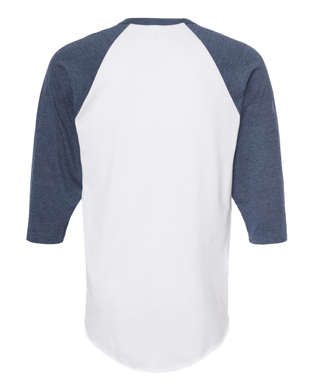 Front View of White/ Heather Denim Fine Jersey Raglan T-Shirt - 245
