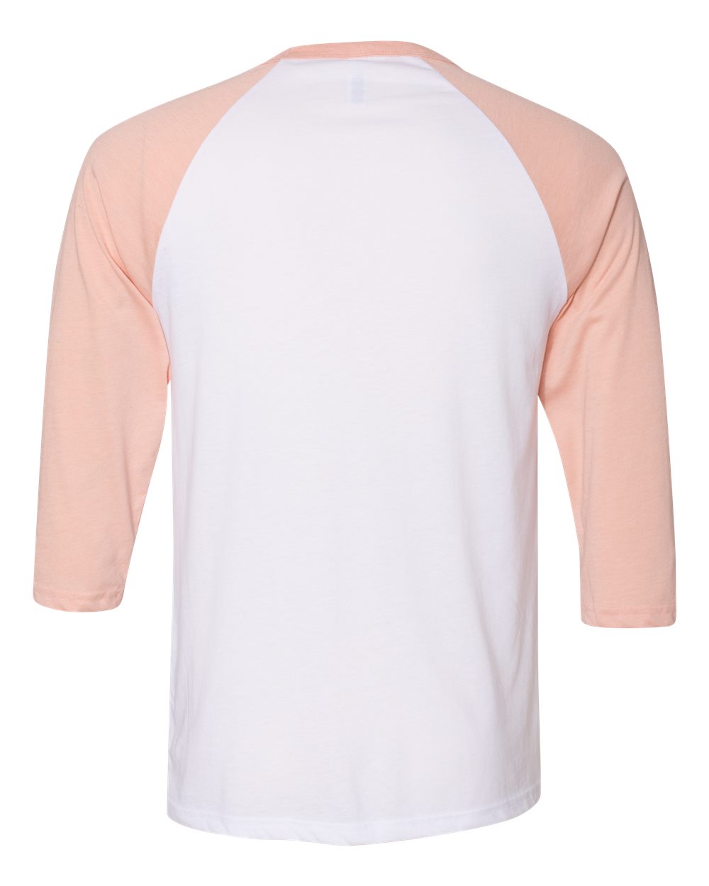 Front View of White/ Heather Peach Three-Quarter Sleeve Baseball Tee - 3200