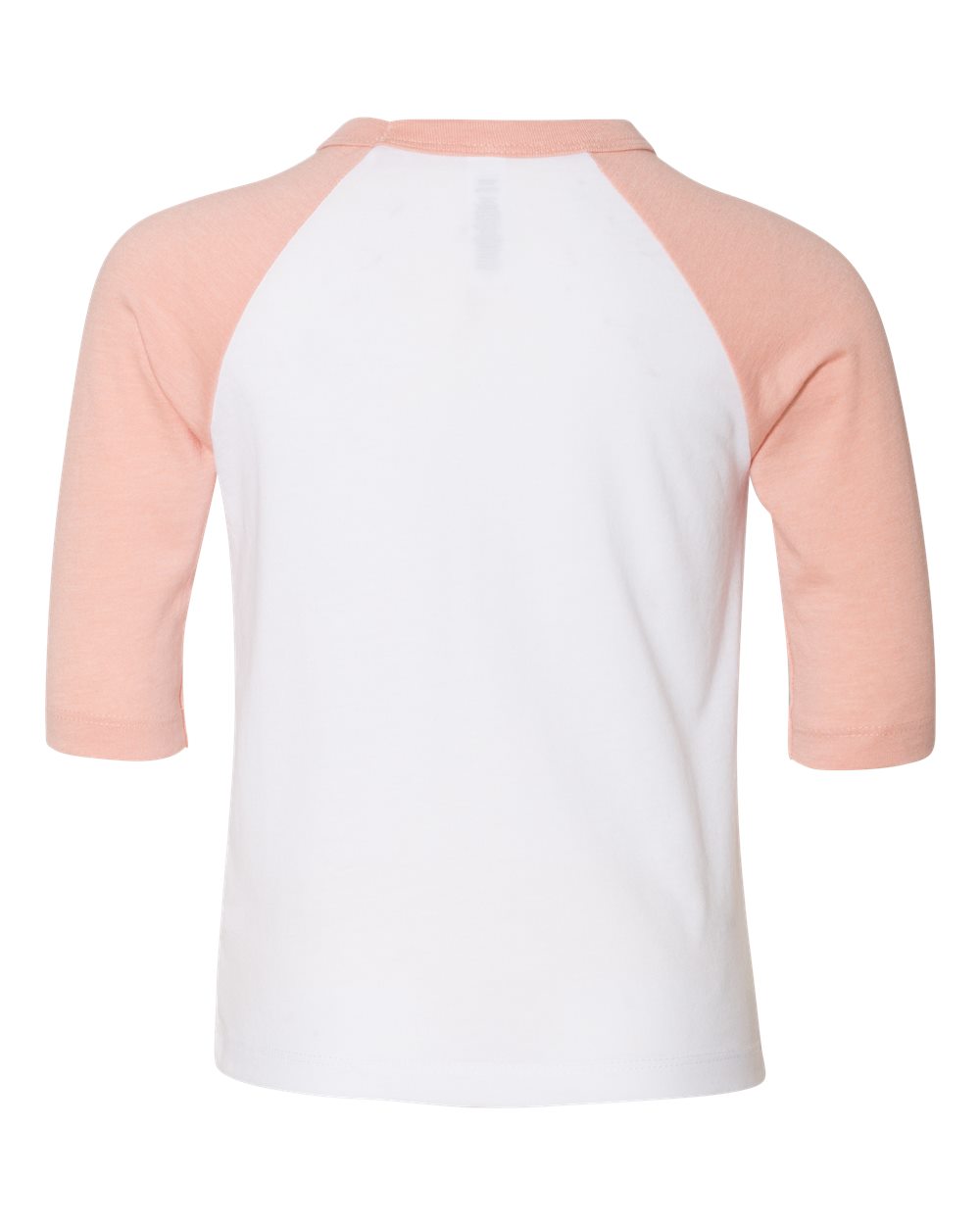 Front View of White/ Heather Peach Toddler Three-Quarter Sleeve Baseball Tee - 3200T