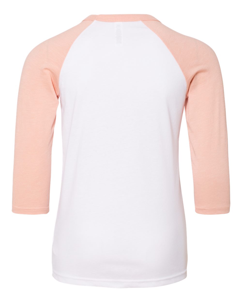 Front View of White/ Heather Peach Youth Three-Quarter Sleeve Baseball Tee - 3200Y