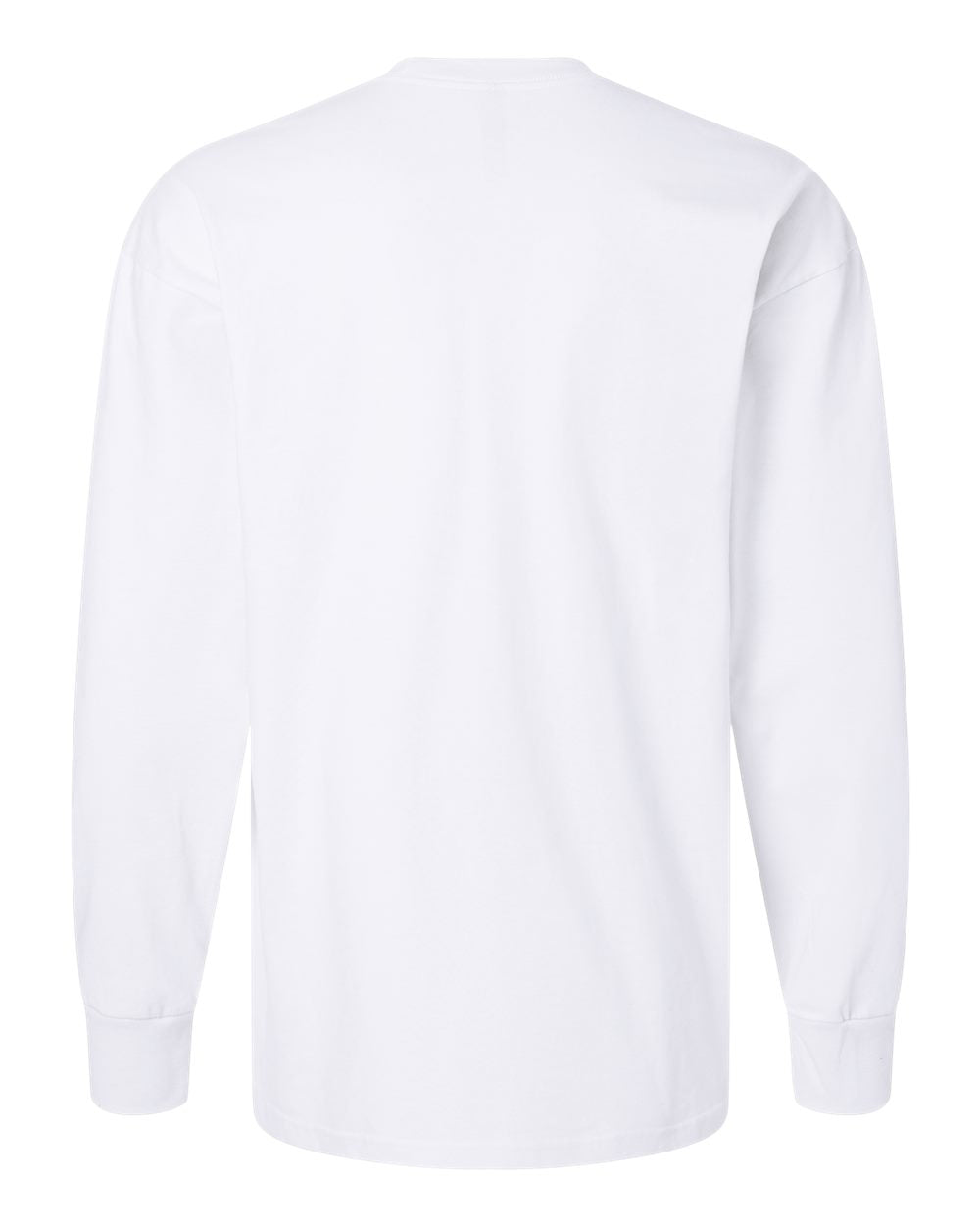 Rear View of White Heavyweight Long Sleeve T-Shirt - 7211
