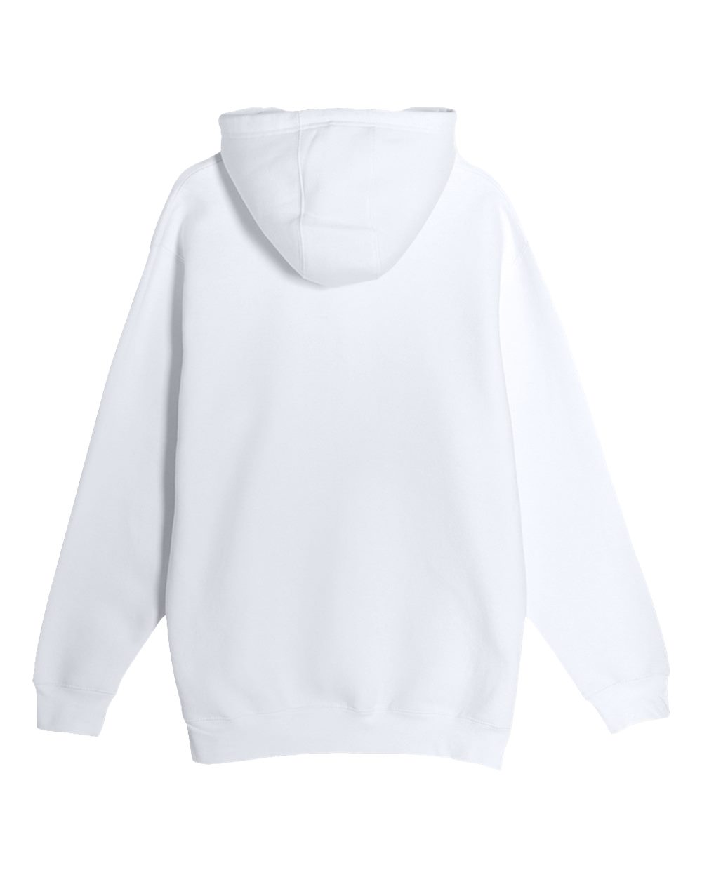 Rear View of White Heavyweight Pullover Hooded Sweatshirt - LS19001