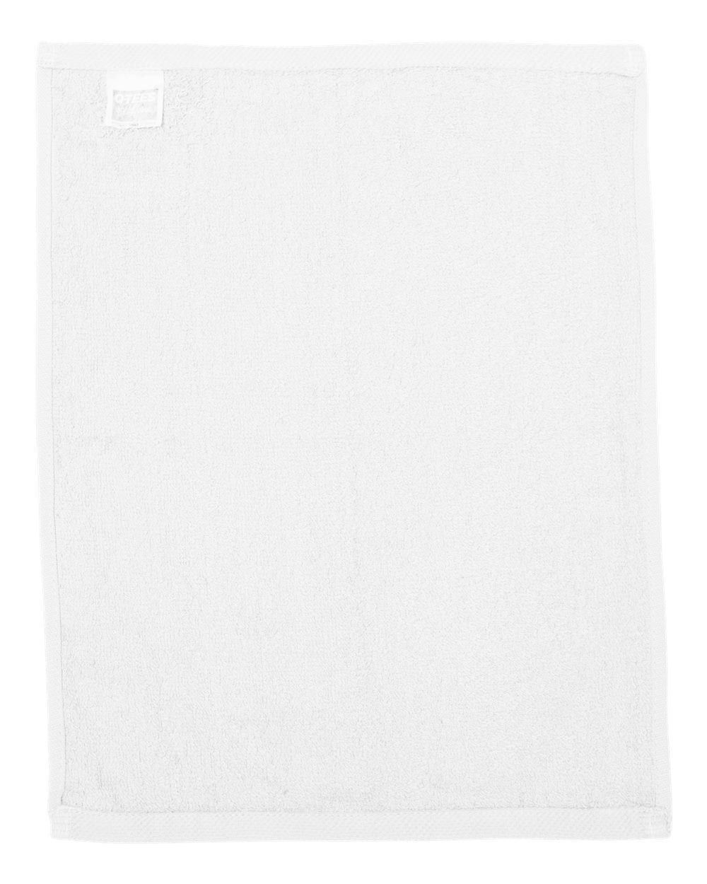 Front View of White Hemmed Fingertip Towel - T600