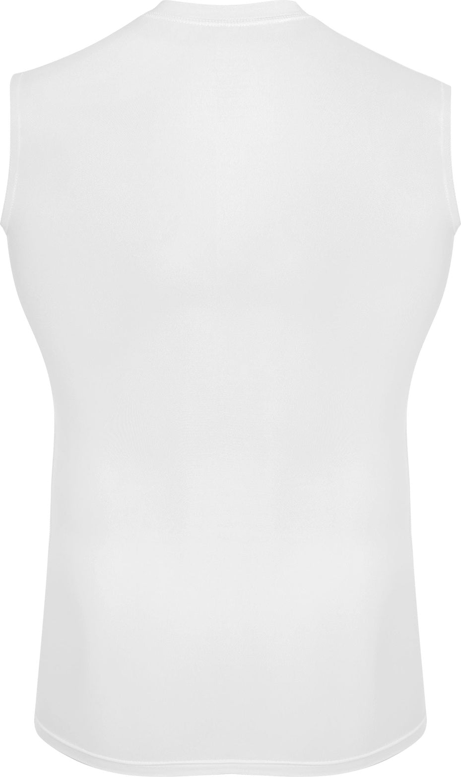 Rear View of WHITE HYPERFORM CMPRSS SLVLSS SHIRT