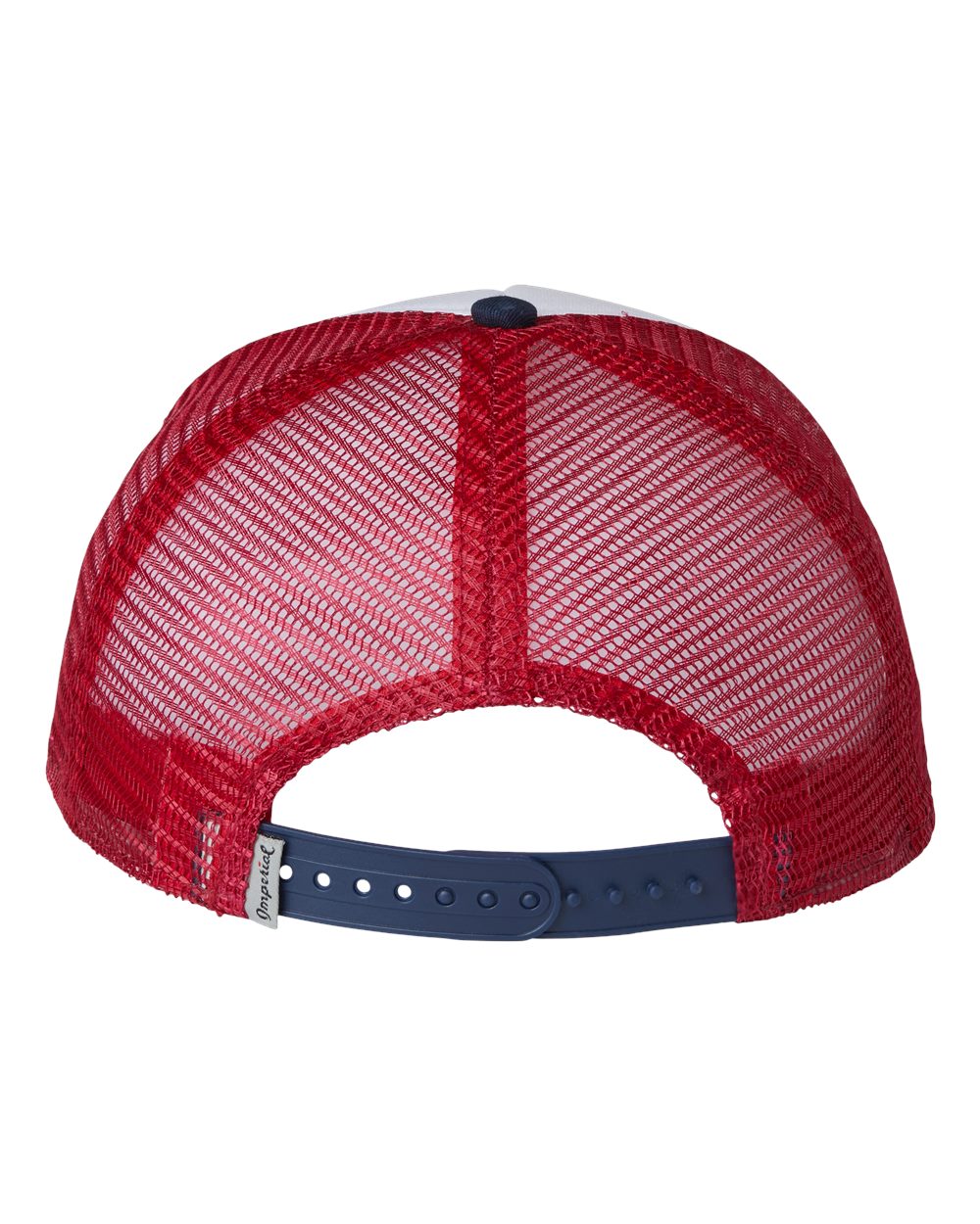 Front View of White/ Imperial Navy/ Red North Country Trucker Cap - 1287
