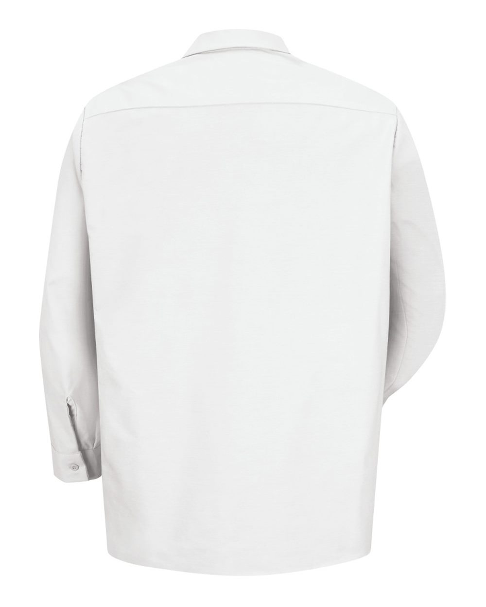 Front View of White Industrial Long Sleeve Work Shirt - SP14