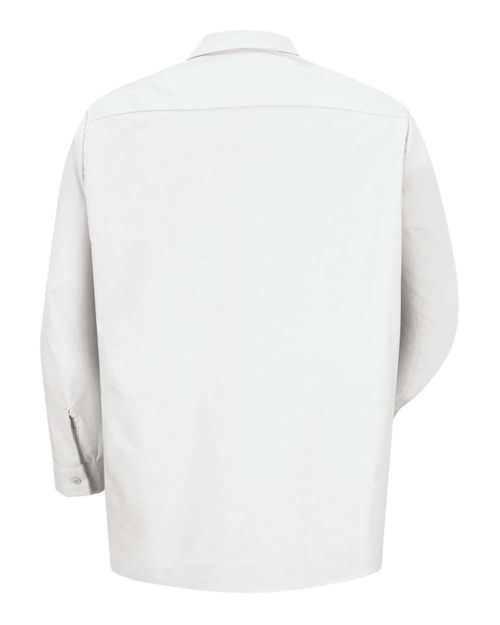 Front View of White Industrial Long Sleeve Work Shirt - Tall Sizes - SP14T