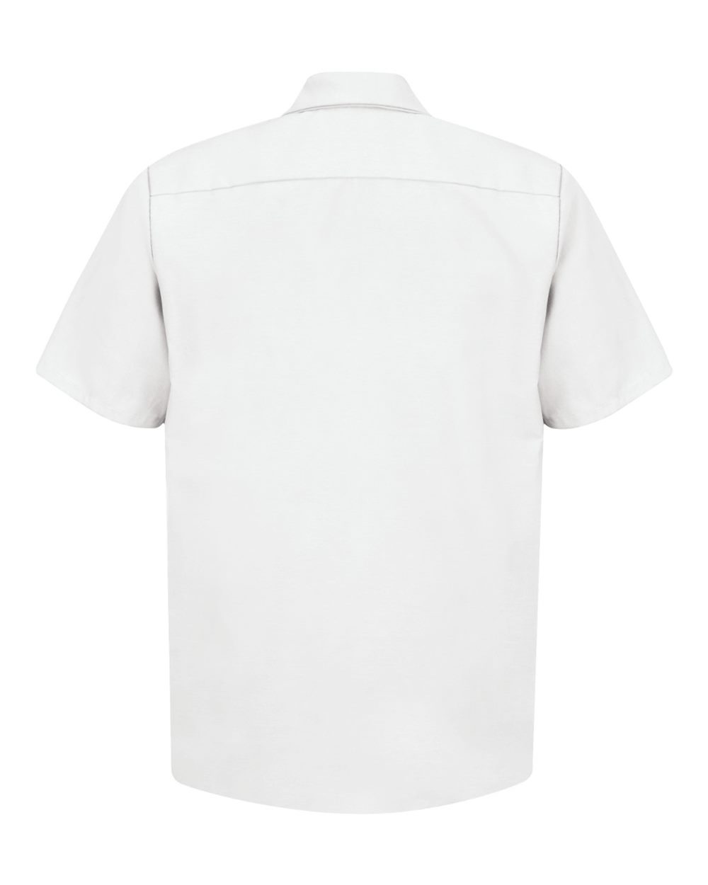 Front View of White Industrial Short Sleeve Work Shirt - SP24