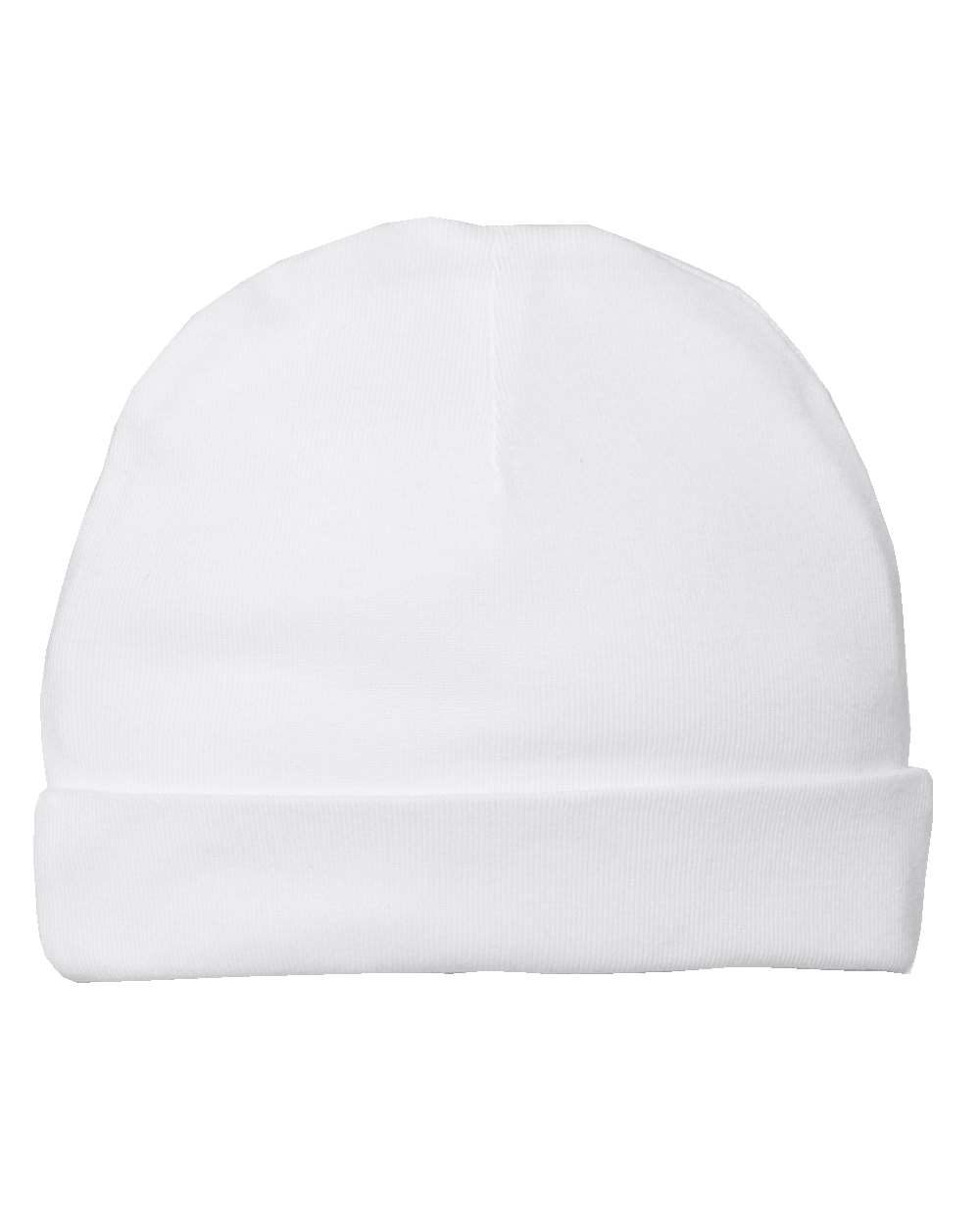 Front View of White Infant Baby Rib Beanie - 4451