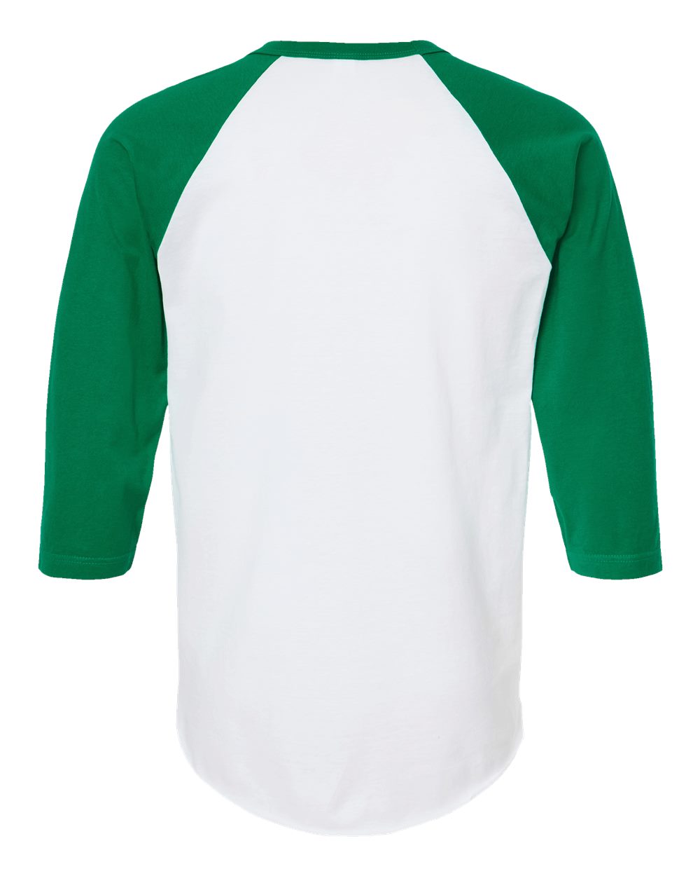 Front View of White/ Kelly Fine Jersey Raglan T-Shirt - 245