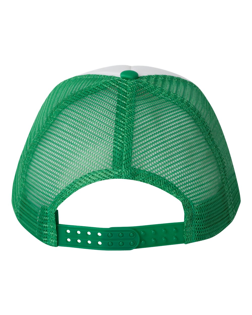 Rear View of White/ Kelly Foam Mesh-Back Trucker Cap - VC700
