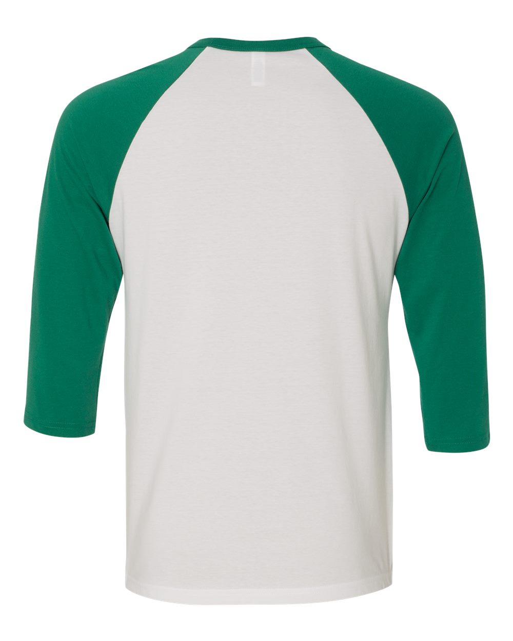 Rear View of White/ Kelly Three-Quarter Sleeve Baseball Tee - 3200
