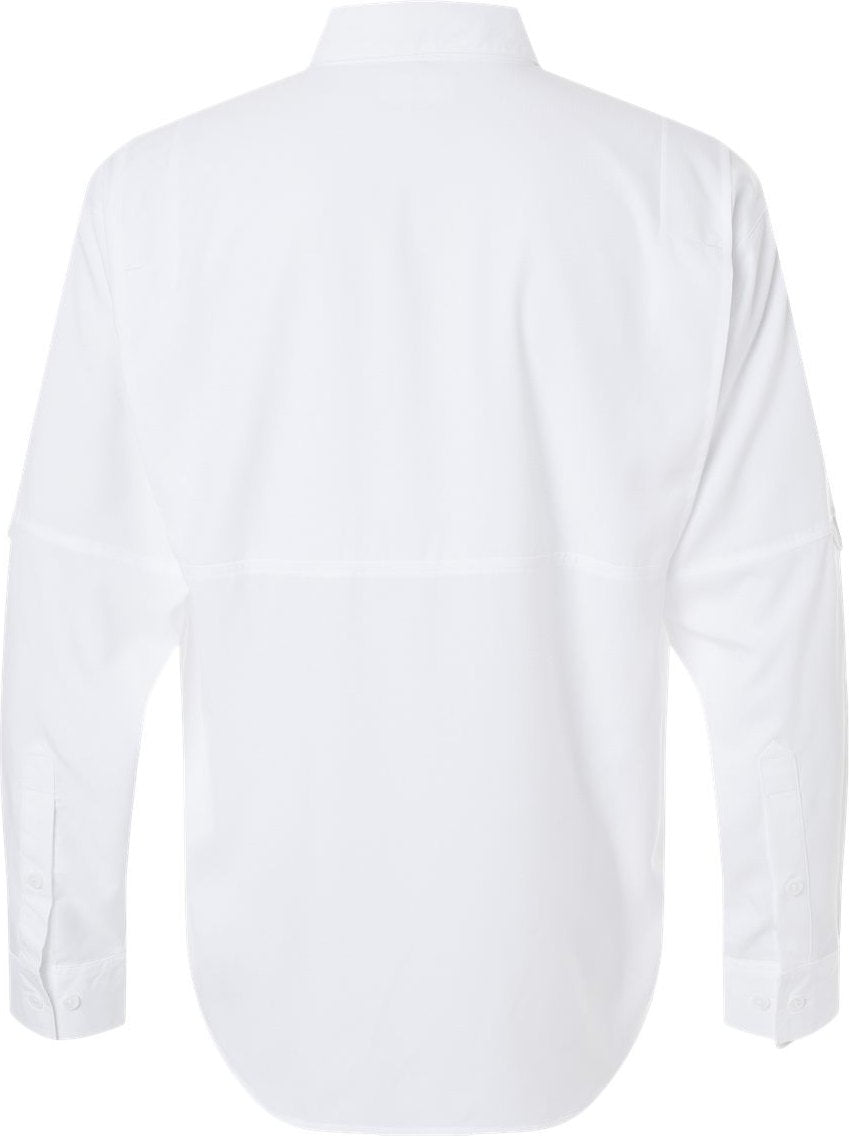 Front View of White Kitty Hawk Performance Long Sleeve Fishing Shirt - 702