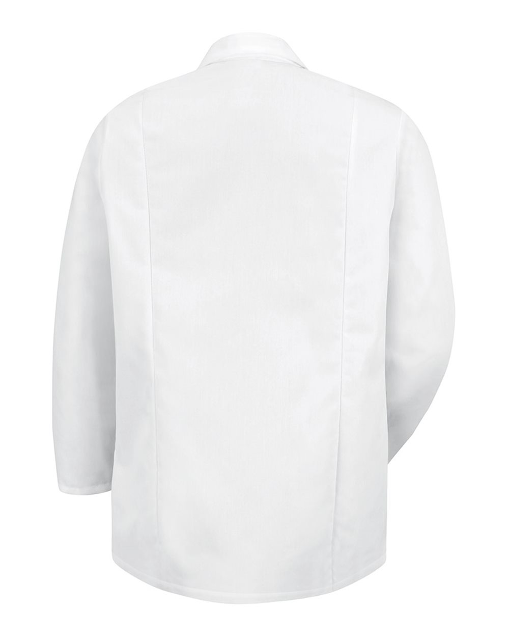 Rear View of White Lapel Counter Coat - KP11