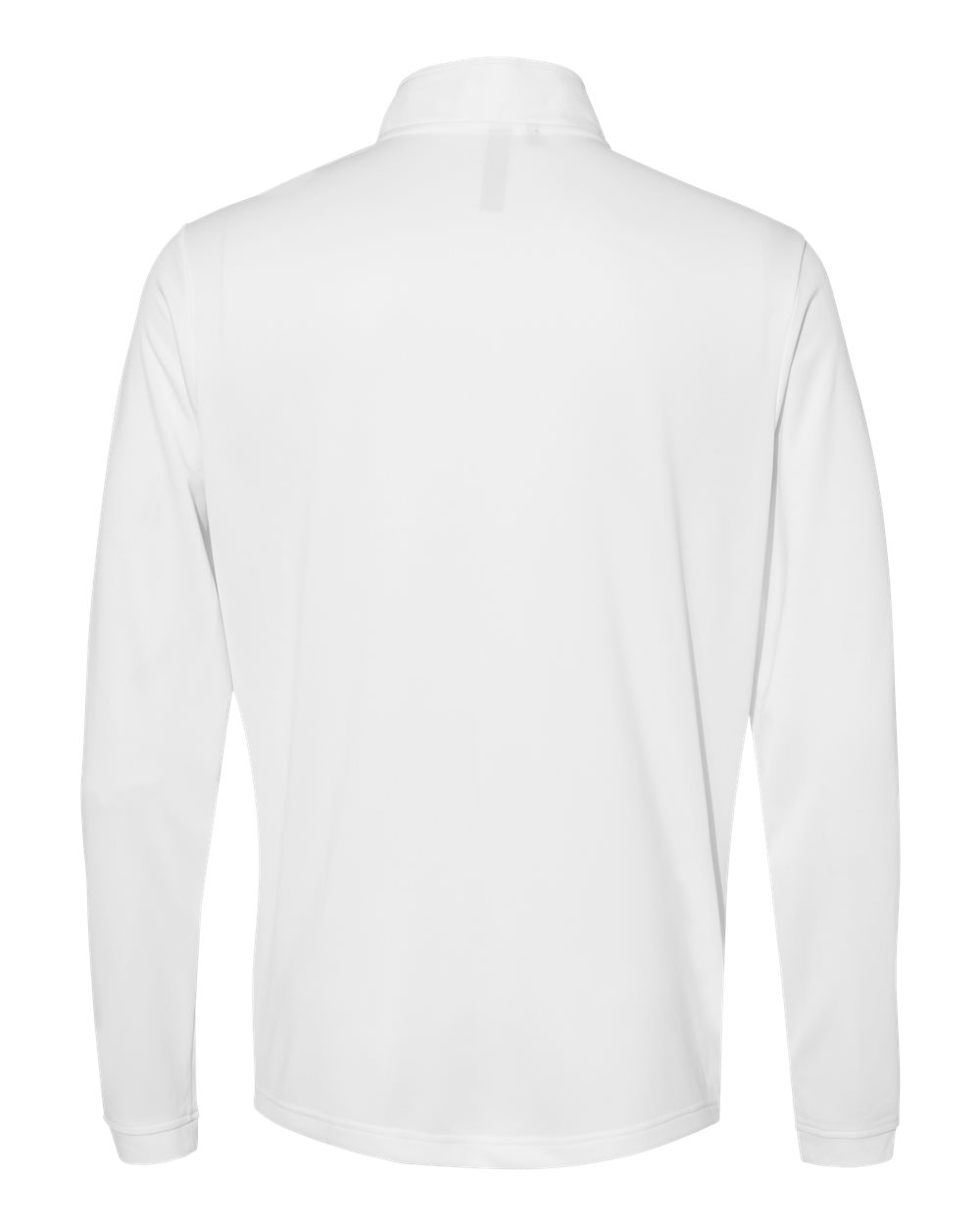 Front View of White Lightweight Quarter-Zip Pullover - A401