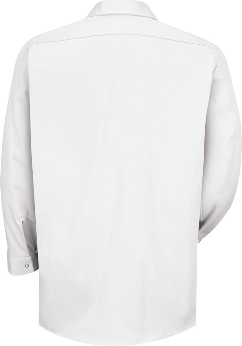 Front View of White Long Sleeve Specialized Cotton Work Shirt - Tall Sizes - SC16T