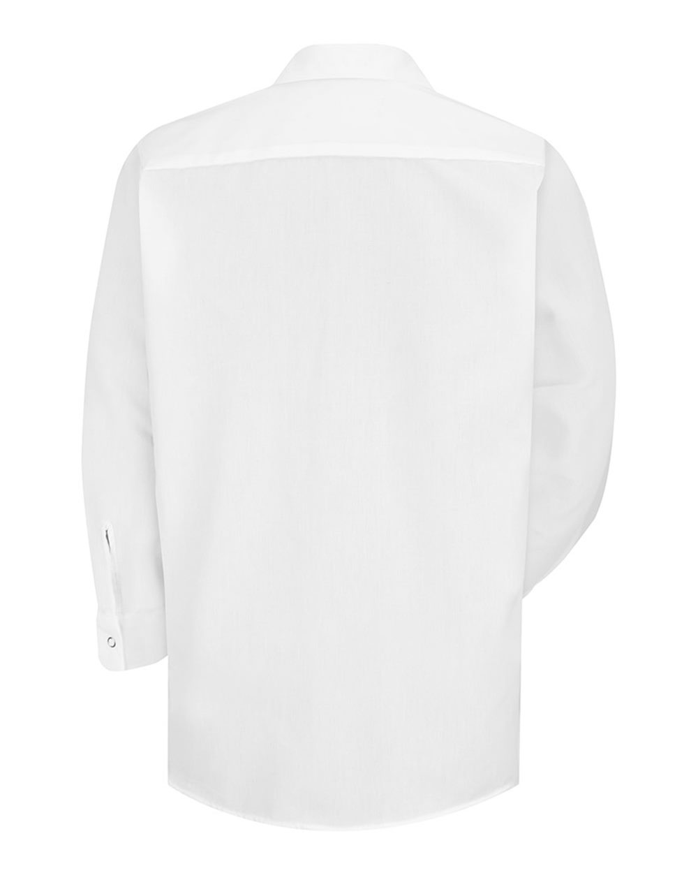Front View of White Long Sleeve Specialized Polyester Work Shirt - SS16