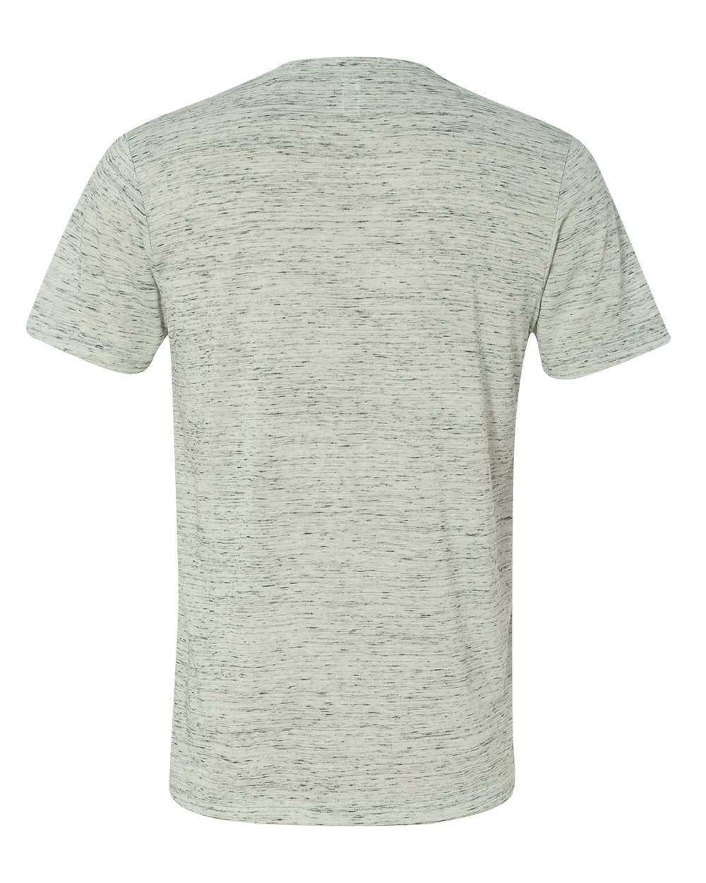 Front View of White Marble Textured Jersey V-Neck Tee - 3655